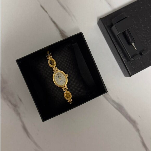 SKU:0449 Gold white watch‎ brown natural stones + in gift bag Stainless steel main image 4